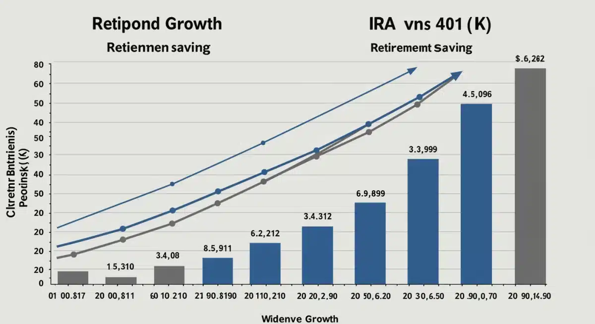 Compound growth illustration for IRA and 401(k) savings