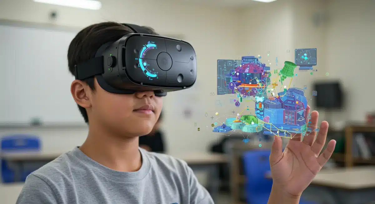 Student engaging with virtual reality for immersive learning and skill development