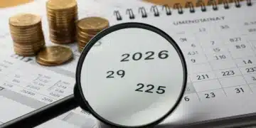 2026 calendar with magnifying glass over financial documents, representing Social Security COLA