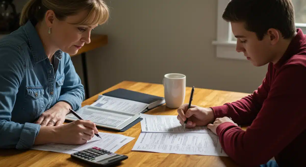Parent and student completing FAFSA application together at home
