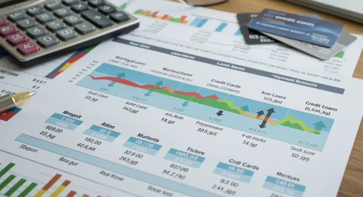 Financial dashboard showing increasing loan interest rates