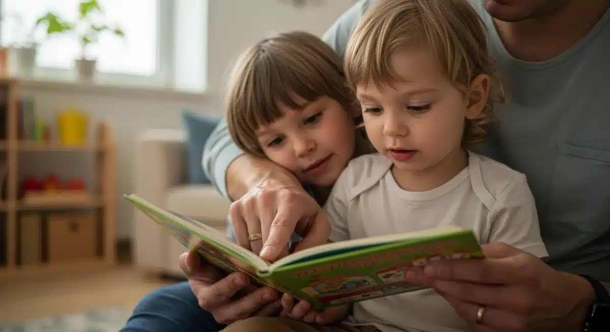 Parent and child reading together, fostering early literacy