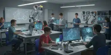 Students learning with advanced robotics in a modern STEM classroom in 2026.