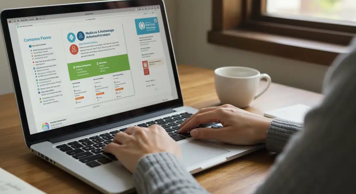 Individual comparing Medicare Advantage plans online