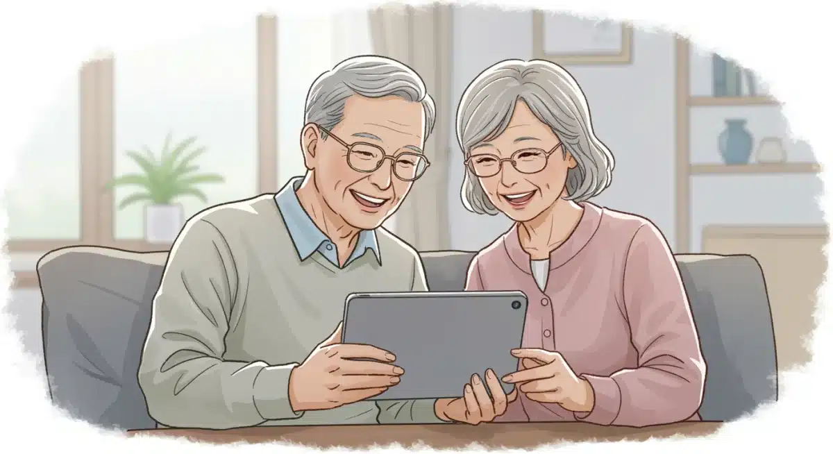 Retired couple reviewing their financial plans on a tablet