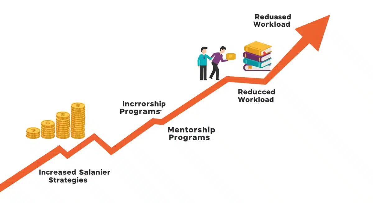 Infographic illustrating successful teacher retention strategies and policy implementation
