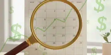 Calendar page for 2026 with magnifying glass, signifying future Social Security COLA planning.