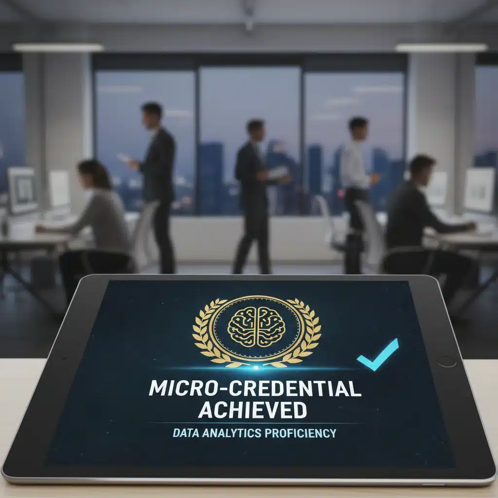 Digital badge representing a completed micro-credential skill