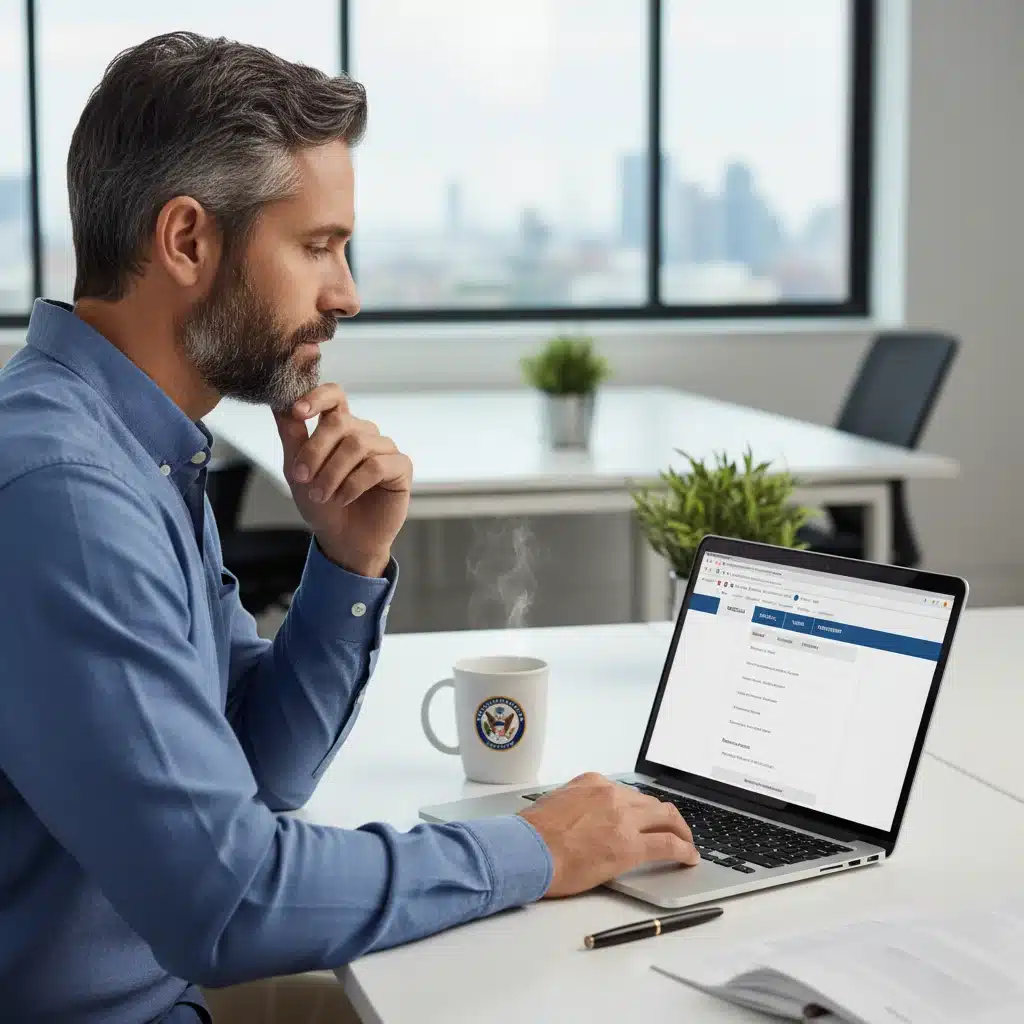 Federal employee reviewing and enrolling in 2026 benefits plans online, considering options.