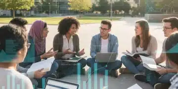 Students discussing future higher education policies and financial aid