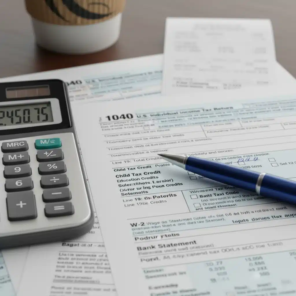 Calculator and tax forms for child tax credit calculations.