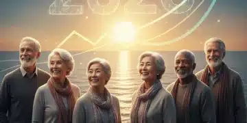 Diverse seniors smiling towards a bright future, representing secure retirement planning.