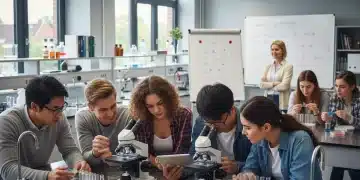 Students engaged in a STEM education experiment, symbolizing new federal grant opportunities