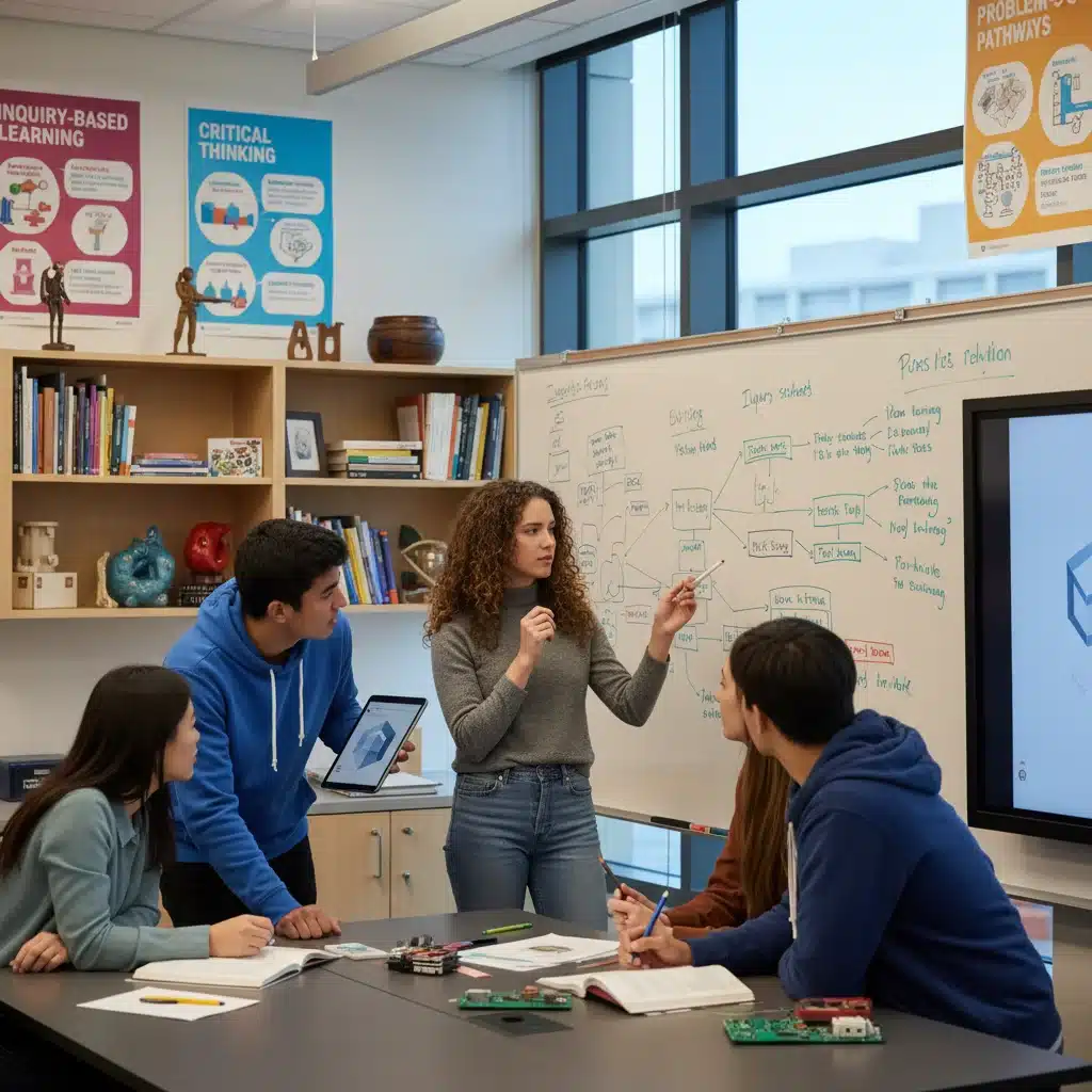Student engaged in project-based learning, showcasing critical thinking and collaboration.