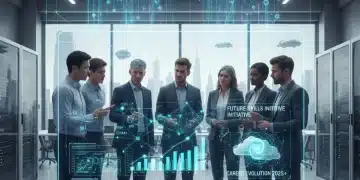 Professionals collaborating on future technology and career growth